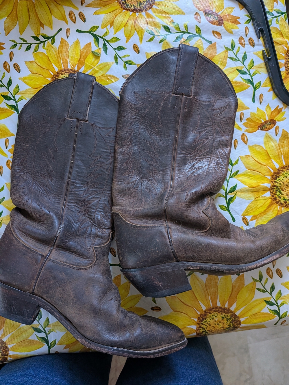 Classic Brown Leather Cowboy Boots Vintage Women